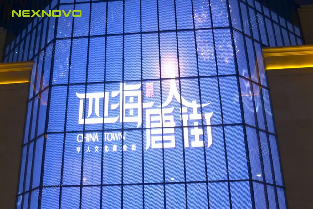 西安四海唐人街玻璃幕墻LED透明屏項目(圖5)