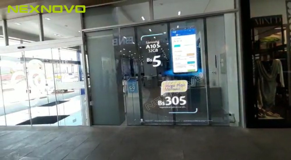 玻利維亞電信及媒體品牌Tigo零售店櫥窗LED透明屏項目(圖1)